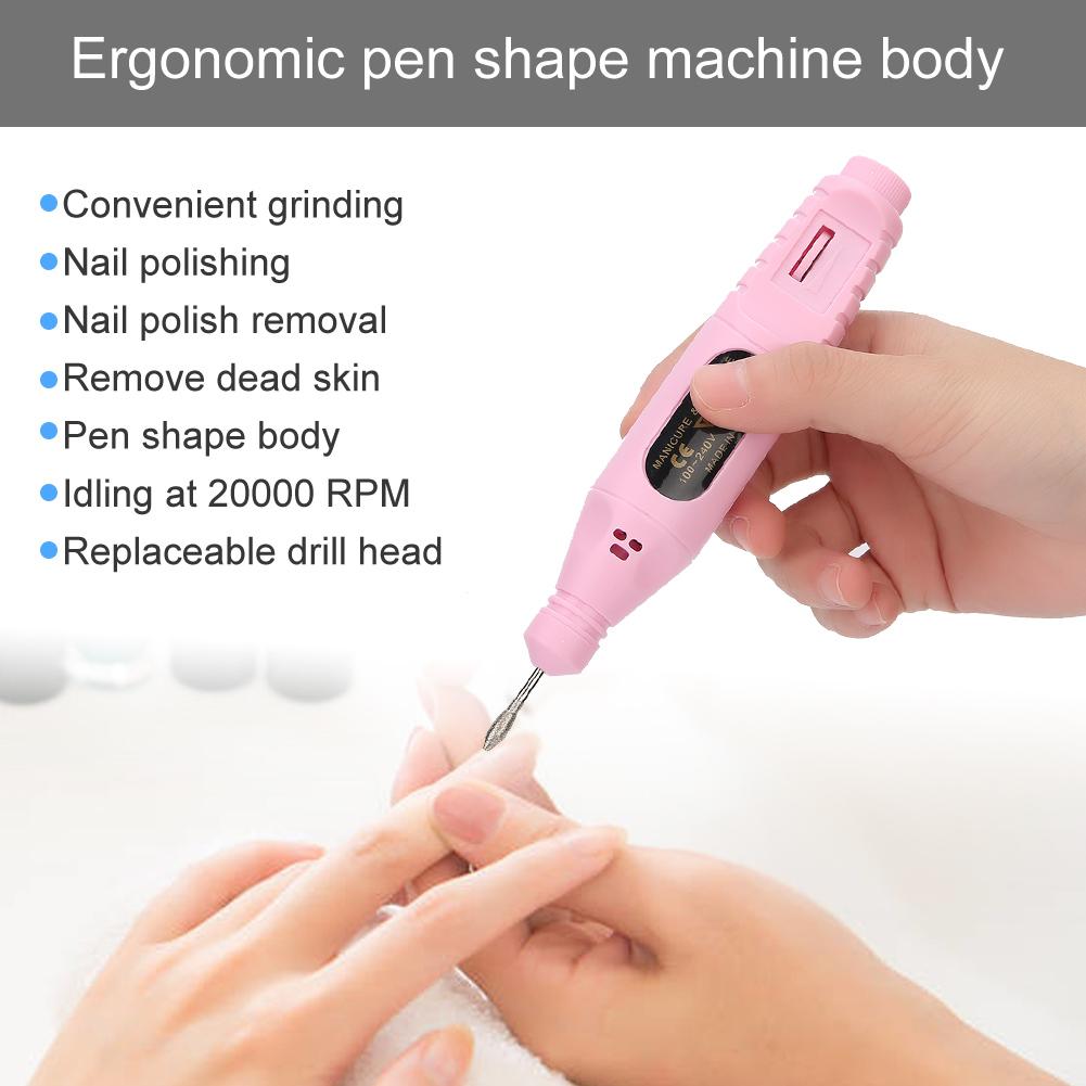 USB Portable Electric Nail Drill Machine Nail Drill Manicure Nail Polisher Tool KitPink USB