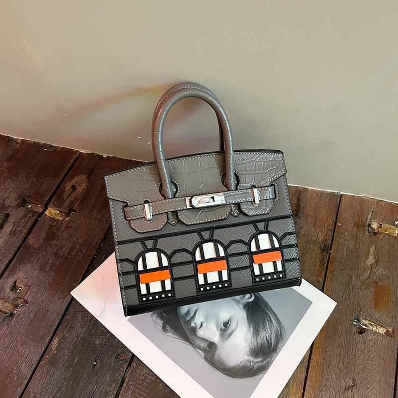 Kleines Haus High-End Rindsleder Krokodilmuster kontrastierend Platin Tasche neue Mode Schulter Umhängetasche Handtasche