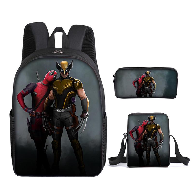 Deadpool 3pcs Student School Bag Backpack Lunch Bags Pencil Case Gifts Kids