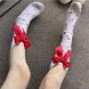 Lolita Heart Transparent Stockings Lovely Red Bow Over Knee JK Stockings Tigh High Sexy Suspender Tube Silk Lolita Stockings