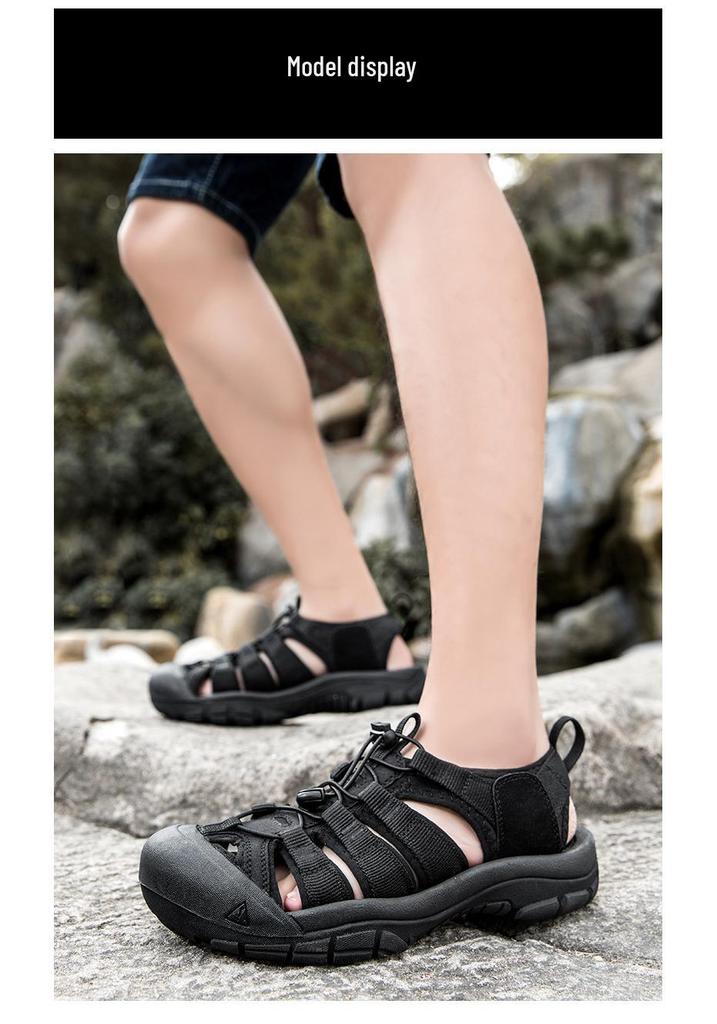 Herren Sommer-Sandalen für draußen, geschlossen, dicke Sohle, große Größen, lässige Strandschuhe