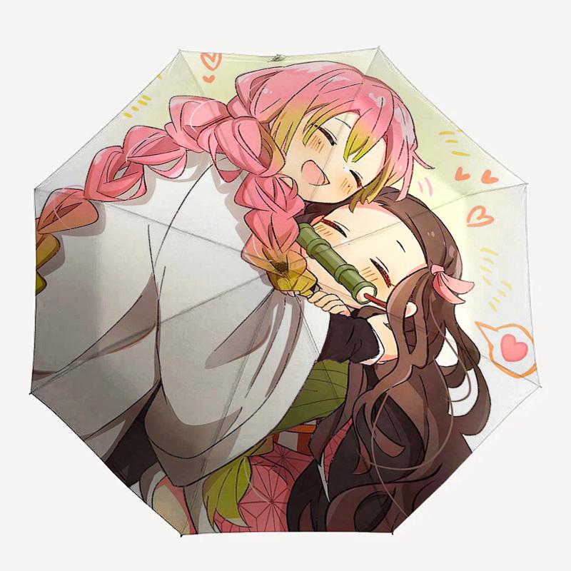 1pc Anime Character Pink Braid Umbrella - Automatic Opening - Portable 3-Fold Design - 8 Bone Iron Frame - Outdoor - Perfect Gift for Fans - Travel &