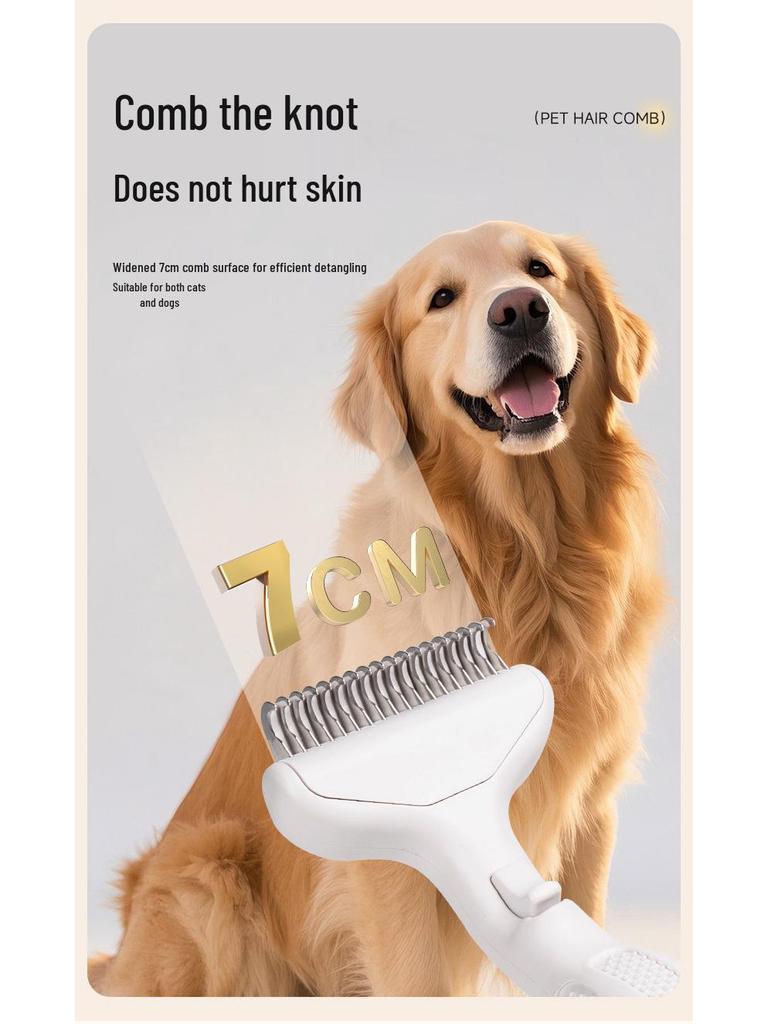 Pet De-Shedding & De-Tangling Self-Cleaning Comb: Fine Needle Hair Remover for Dogs