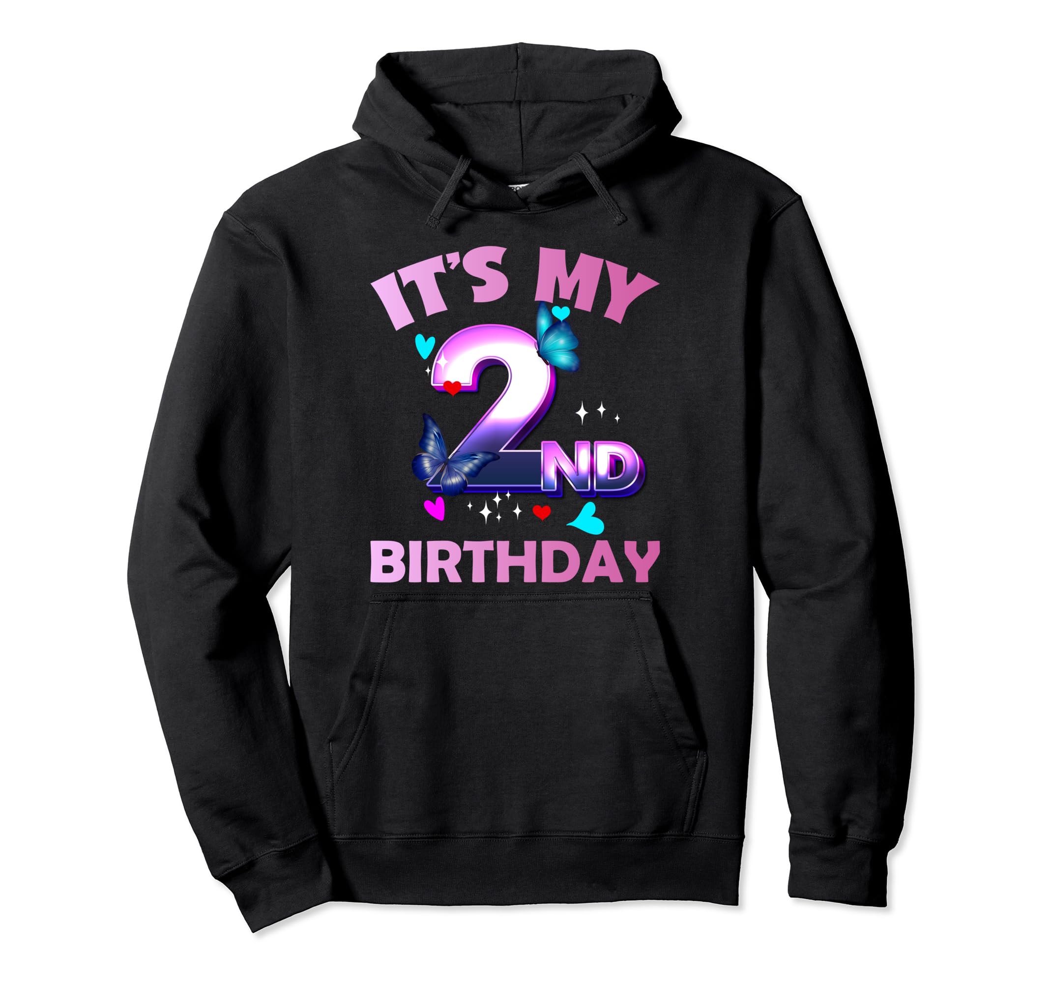 

Butterfly Girls and Boys My 2nd Birthday Hoodie - - It s чёрный