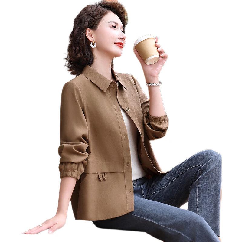 Elegant Spring/Autumn Shirt Jacket for Middle-aged Women