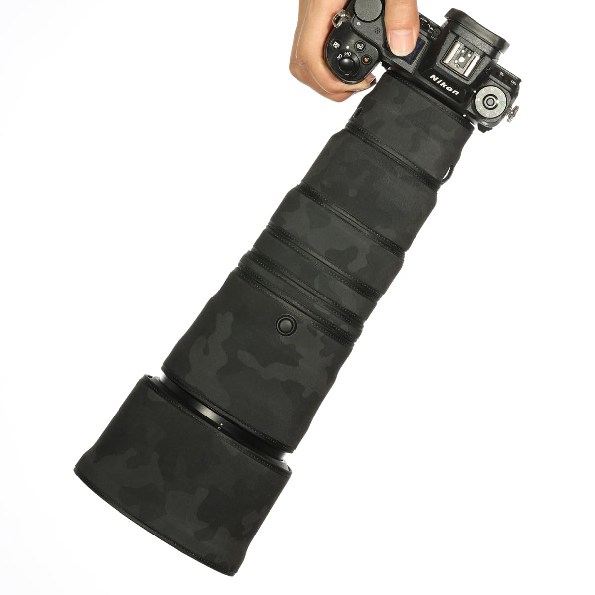 

CHASING BIRDS Camouflage Waterproof Lens Coat NIKON Z 180-600mm f5.6-6.3 Rainproof Lens Protective Cover for VR (Dark, Standard)