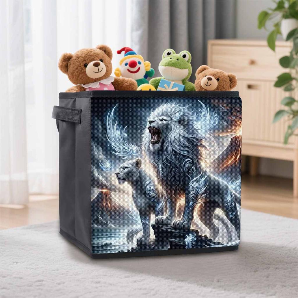 A White Male Lion 5D Diamond Painting Storage Basket Full Round Drill Mosaic Diamond Embroidery Cross Stitch Kits Home Decor Home Decor
