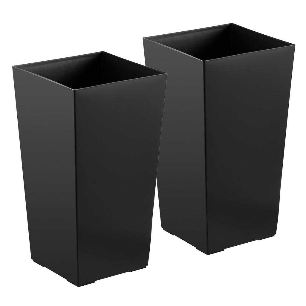 Tall Planters Set of 2, 550 mm Large Outdoor Taper Planters for Outdoor Indoor Plants, Front Porch Plastic Modern Flower Pots with Casters, Inner Pot