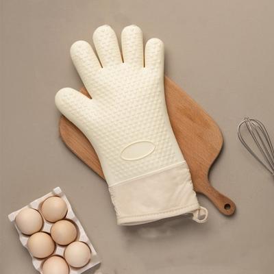 Kitchen Bar Supplies Double Layer Oven Gloves Heat Resistant Flexible Baking Gloves Anti-Scalding Silicone Oven Mitts Pots Pans