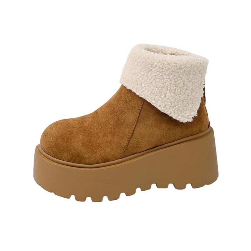 Snow Boots Women's 2025 Winter New Thickened Warm Velvet Thick-soled Small Muffin Bottom Fashionable Versatile Cotton Shoes