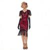 Großformatiges Vintage Gatsby Pailletten Perlen Cocktailkleid mit Quasten Netzrock