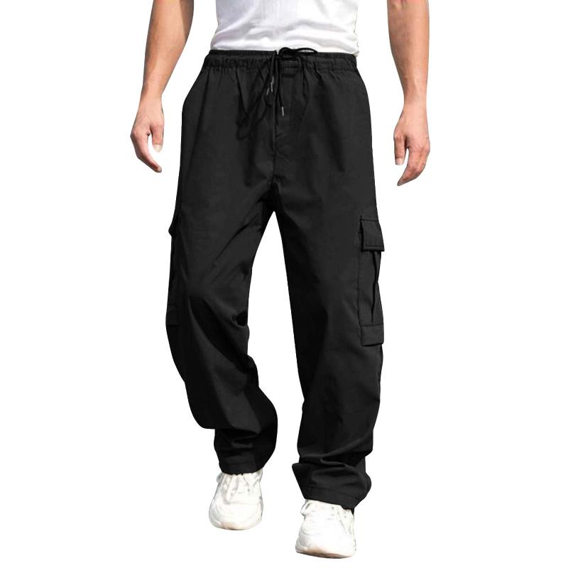 Spring And Autumn New Trendy Solid Color Men's Overalls Loose Straight Casual Trousers Men's Overalls Pocket Pants Large Size