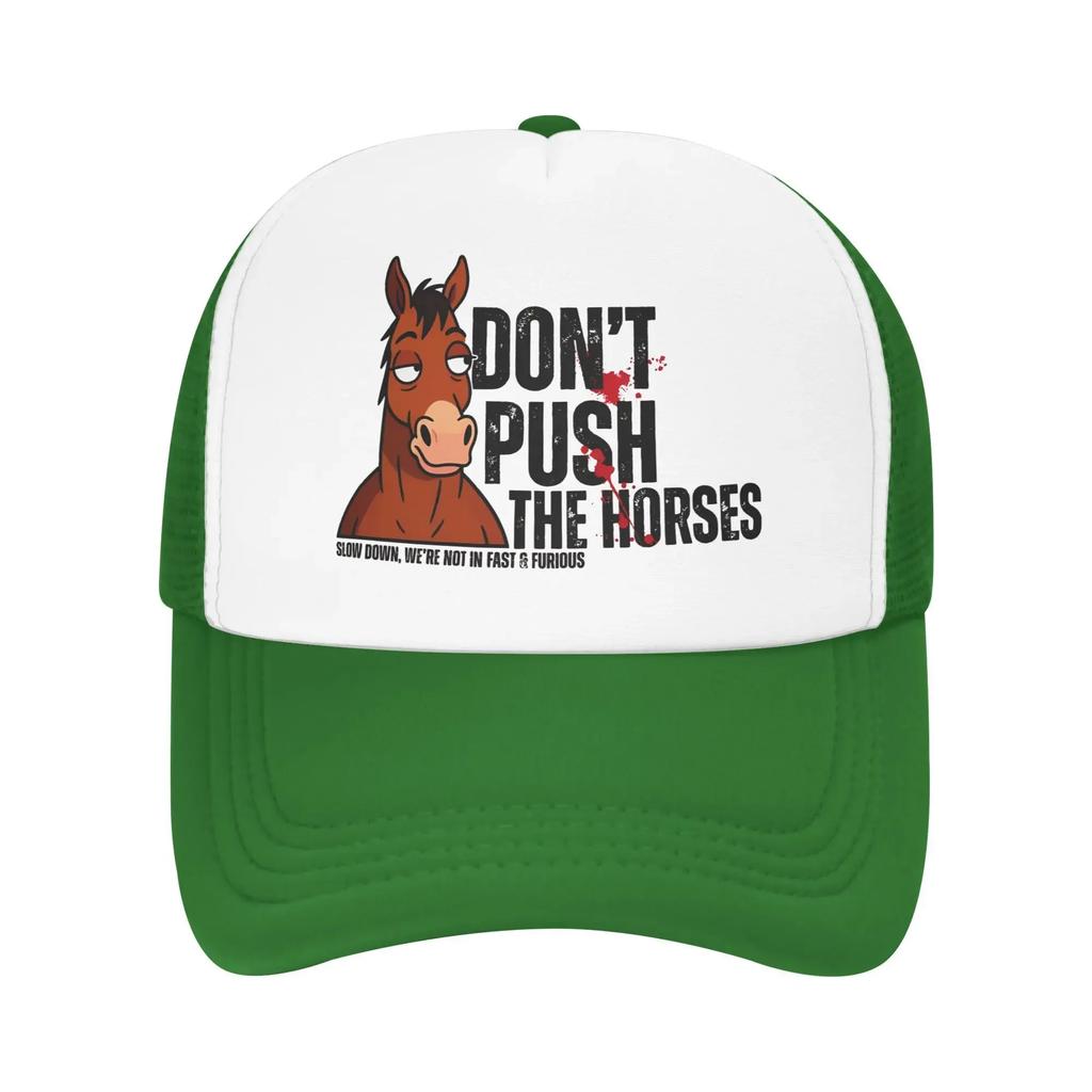 Summer Cooling Dont Push The Horses Funny Meme Quote Mesh Caps Men Women Adjustable Foam Trucker Hats For Casual Wear