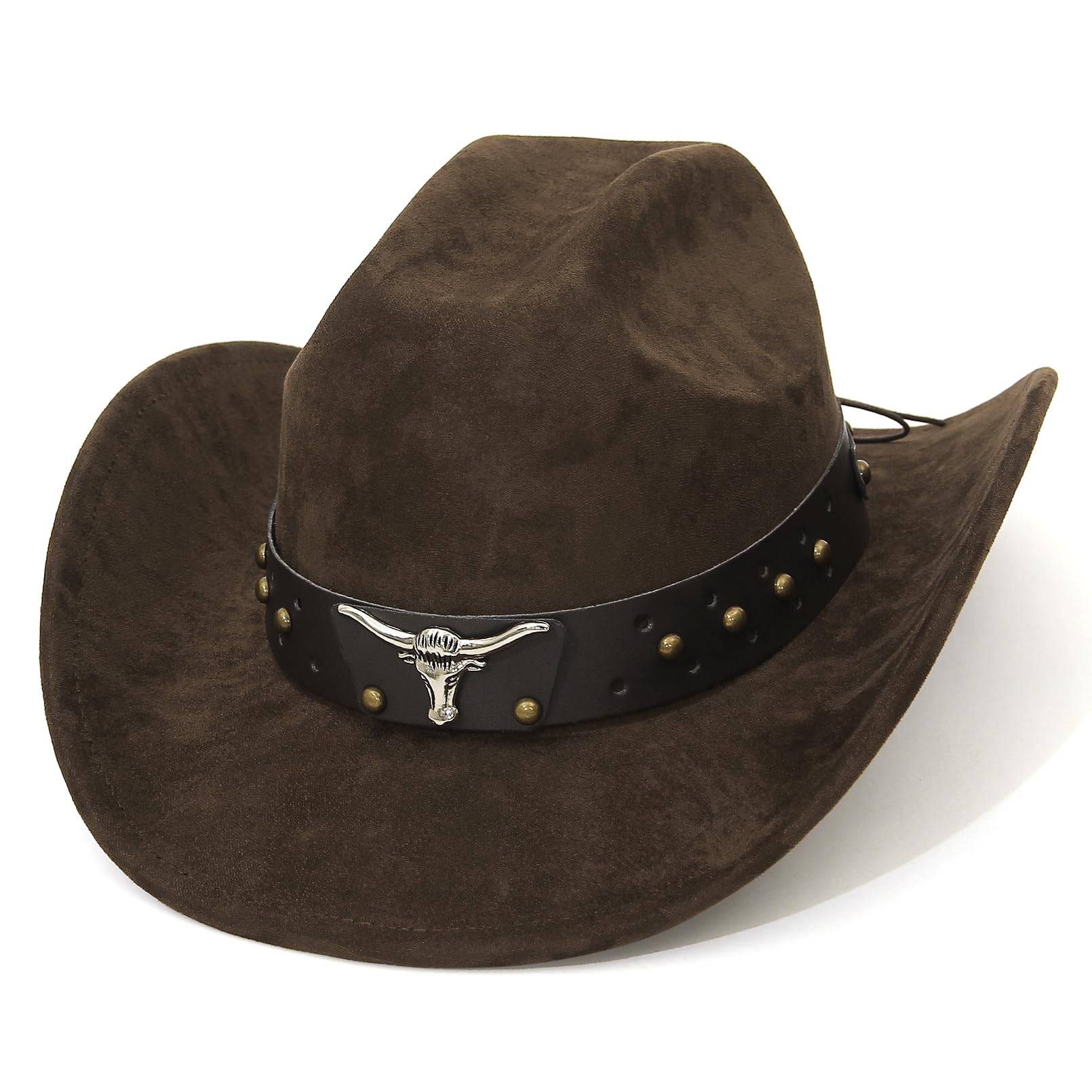 

GEMVIE Western Hat with Belt Wide Slimming Ten Gallon Western Actress Hat Coffee Men s Accessory, Brim, Cowboy/Cowgirl Style, Unisex, Effect, Hat,