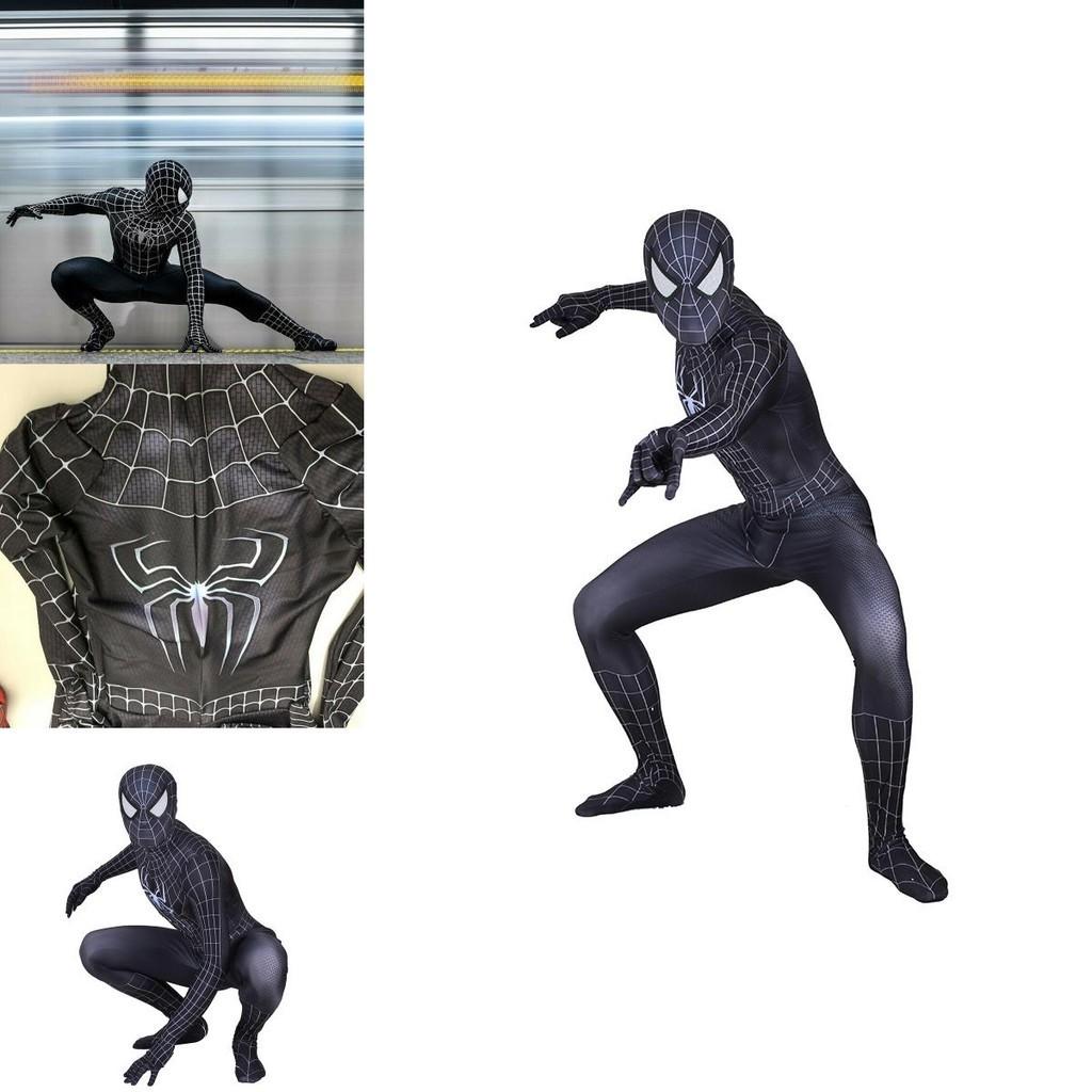 Breathable And Elastic Spiderman Black Venom Zentai Suit With See-through Eyes