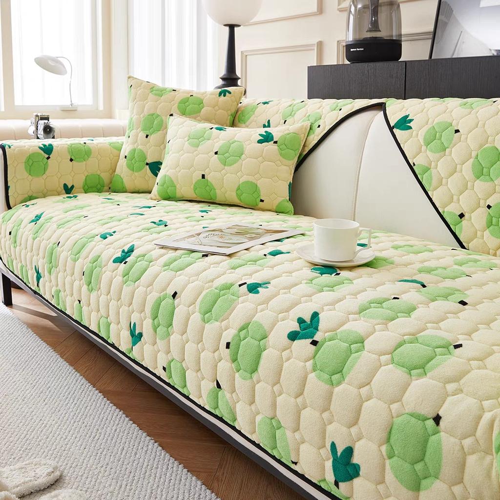 Milk Velvet Color Sofa Cushion Pastoral Style Plush Cushion Winter Thickened Non-Slip Sofa Cover Towel
