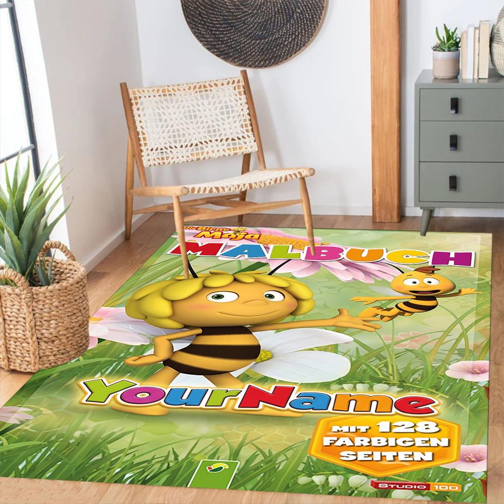 Biene Maja Personalized Text Floor Mat Perfect for Kitchen Dining Room Bedrooms Game Room Anti-slip Rug Office home decor Best for Christmas