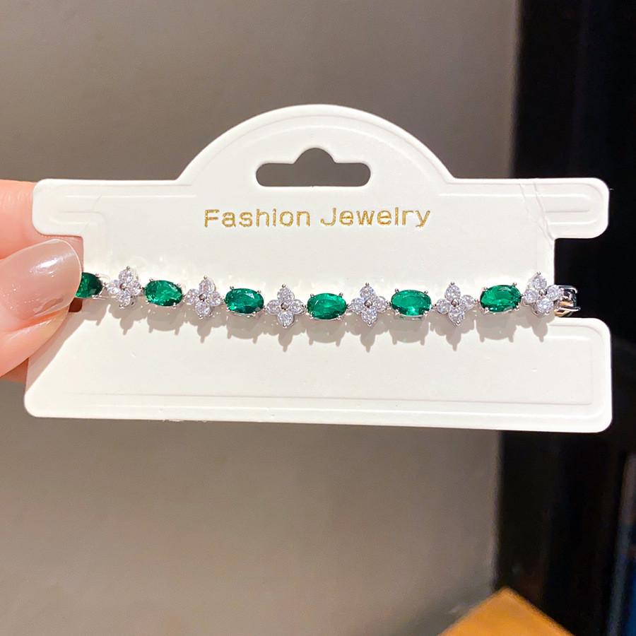Geometric Zircon Oval Elegant Bracelet For Women With Cubic Brass Jewelry Gift