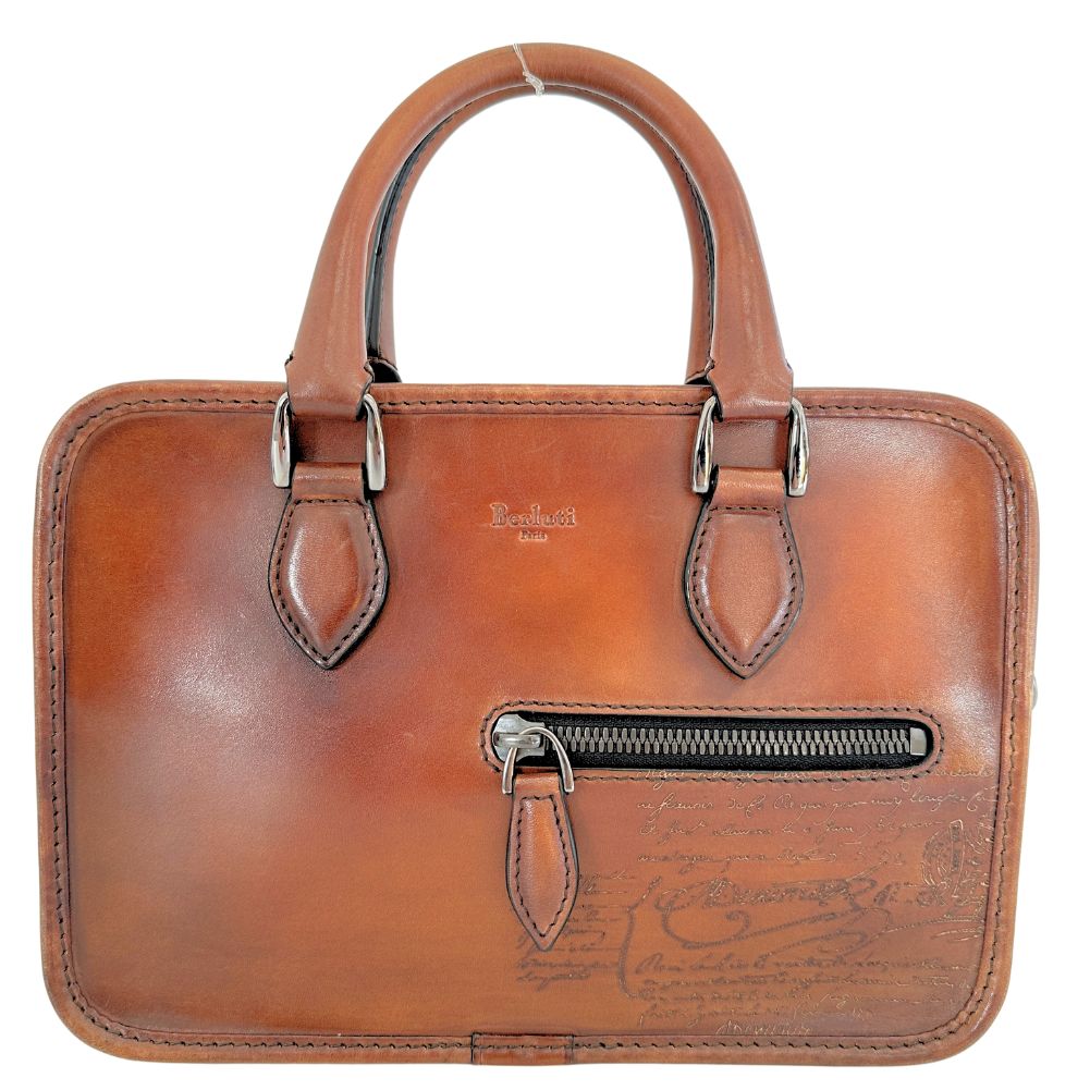 

Berluti Anjoule Mini Handbag A0199 Calligraphy Brown Calfskin mens Used