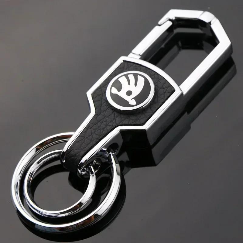 CAPR9 Car Logo Keychain Keyring for Skoda Fabia Superb 2 Kodiak Octavia A7 A4 Rapid Spaceback Kodiaq 1 Yeti Karoq Kamiq Key Ring Chain