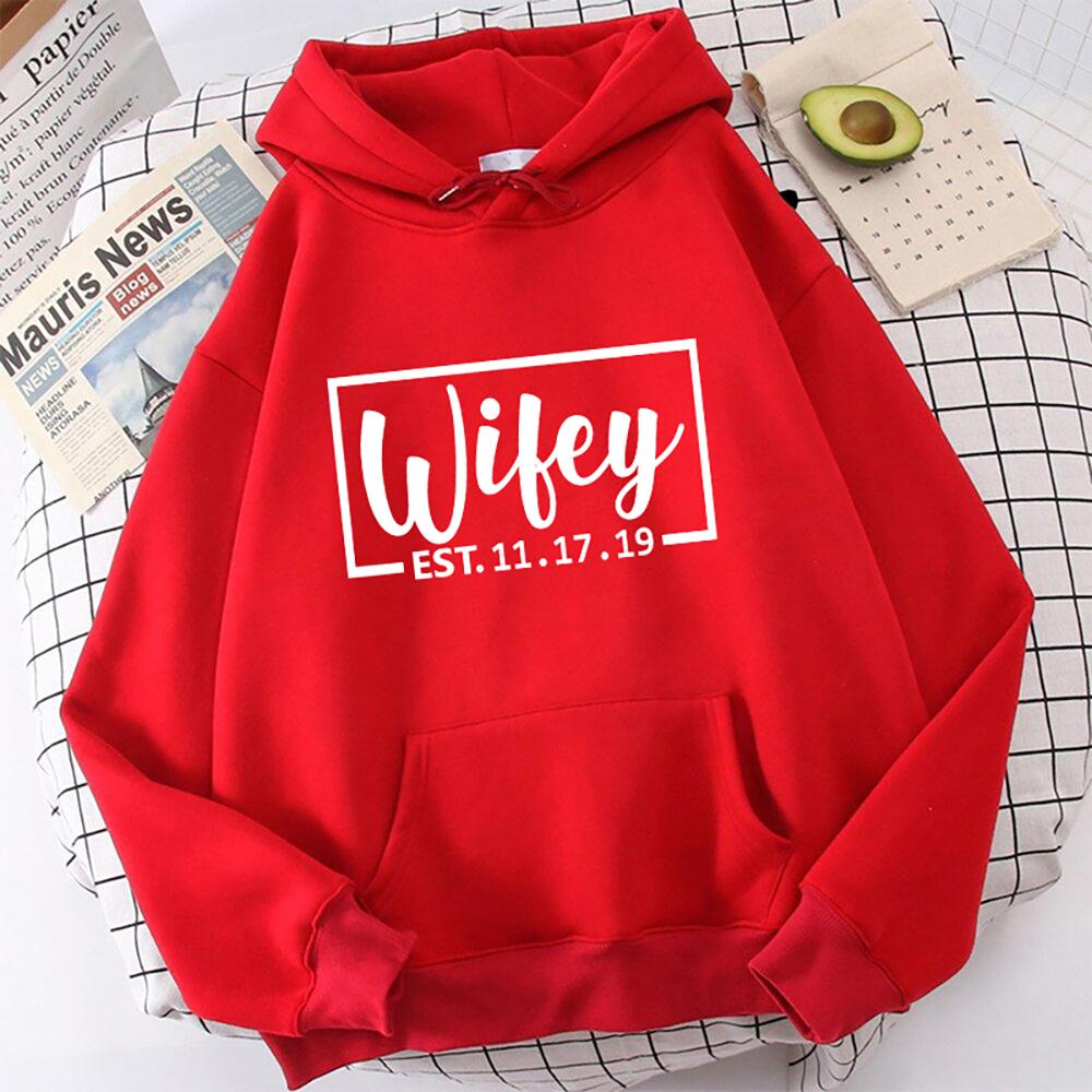 New Men'S Women'S Winter Autumn Fashion Hooded Wifey Casual Long Sleeve Hoody Hoodies Sweatshirts Loose Pullover