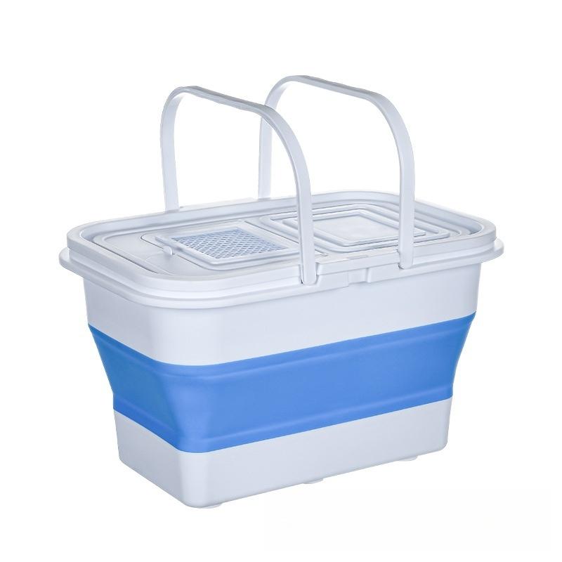 

Square Folding Fishing Bucket Outdoor Wild Fishing Portable Bucket Hard Bottom Silicone Plastic Multifunctional Bucket