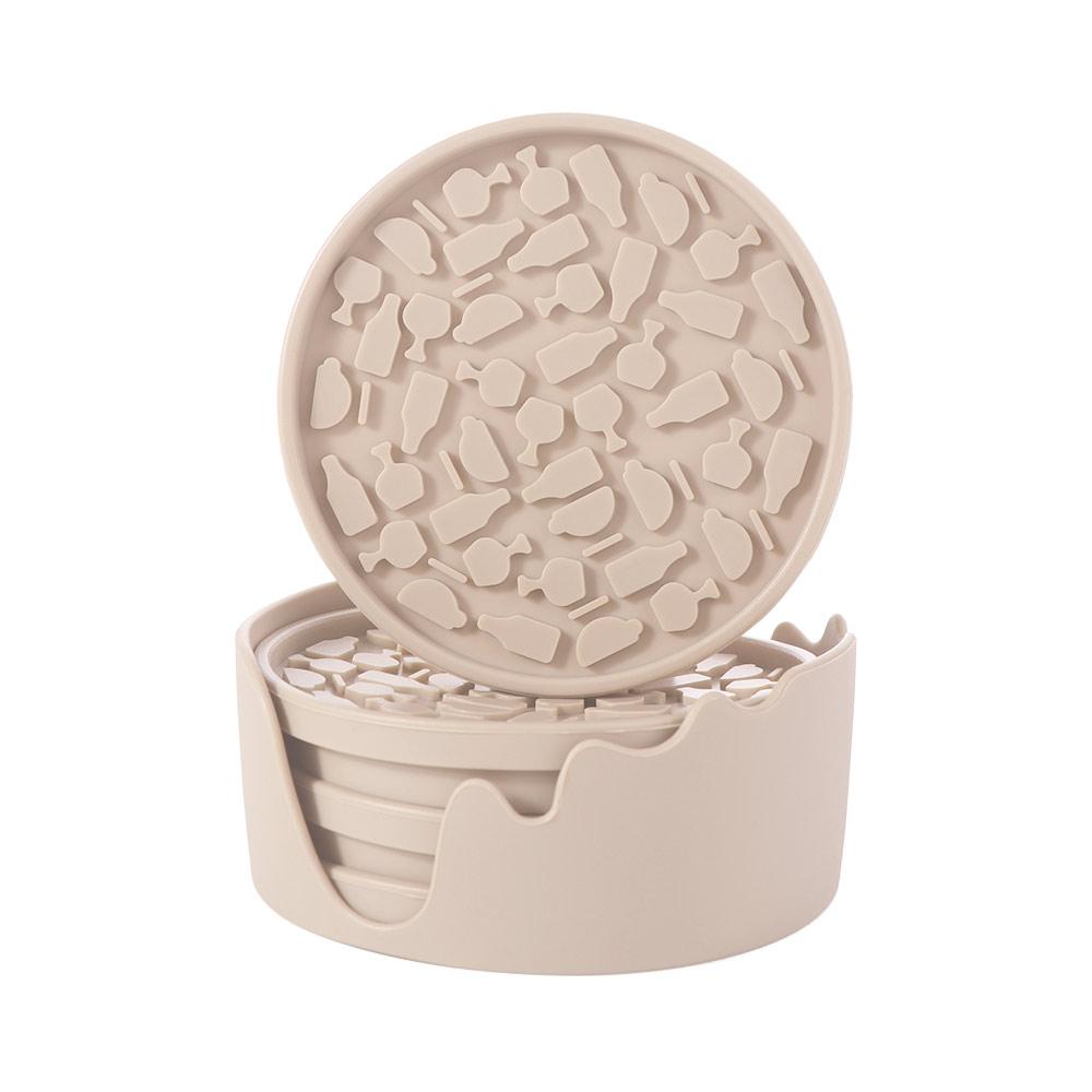 6pcs/Set Round Cup Pad Silicone Tea Mat Thick Silicone Drink Coaster Set Coffee Mug Glass