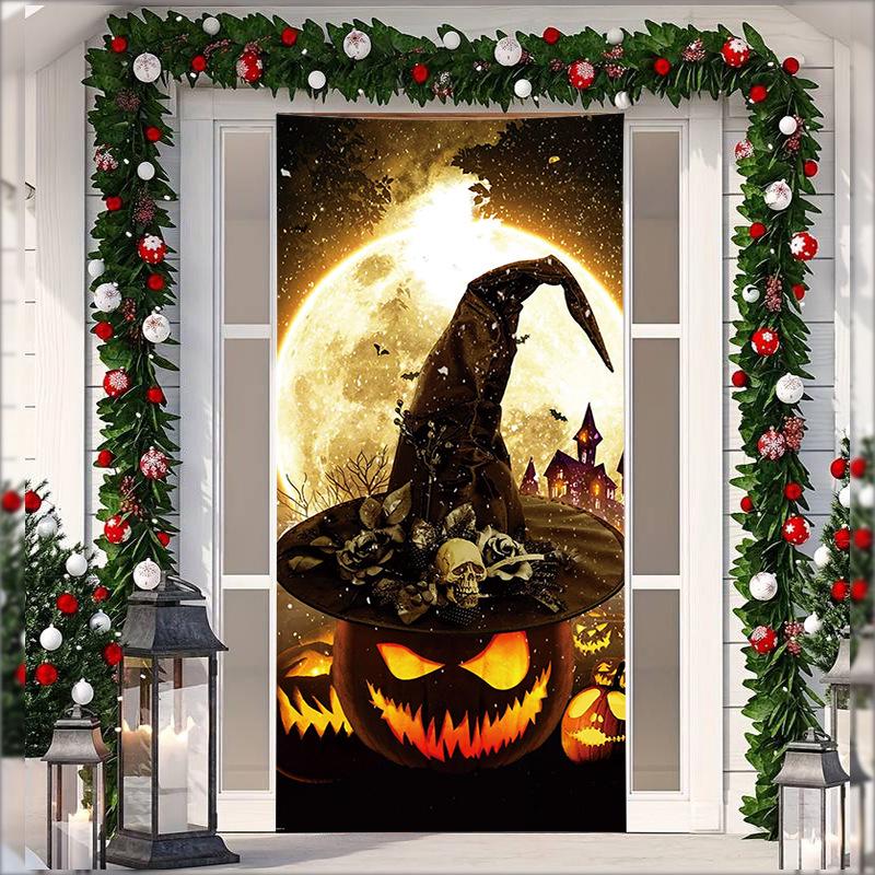 Stretch Fabric Christmas Door Tapestry - Santa Claus Gift Background for Holiday Parties