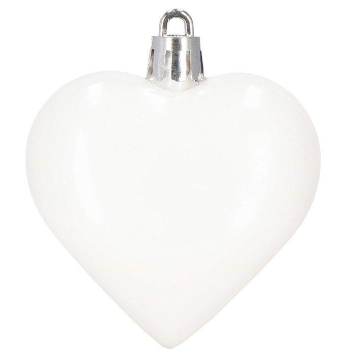 Boules de sapin de Noël - SPRINGOS - 7 cm - 8 pcs - Coeurs blancs incassables - Décorations élégantes