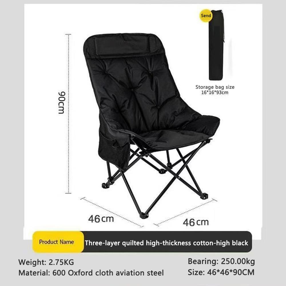 Padded Comfy Folding Camping Chair High-Back Adjustable Moon Chair Supports 550lbs for Camping & Outdoor Sketching, Hiking