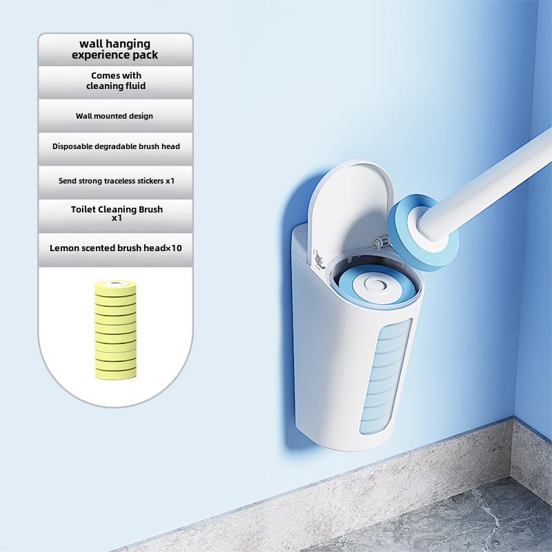 Disposable Wall-Mounted Bathroom Cleaning Brush with Replacement Heads