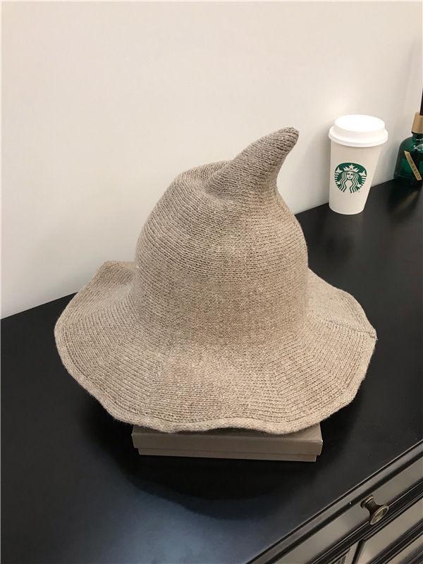Temperamental Big Brim Witch Hat - Knitted Halloween & Christmas Style for Women