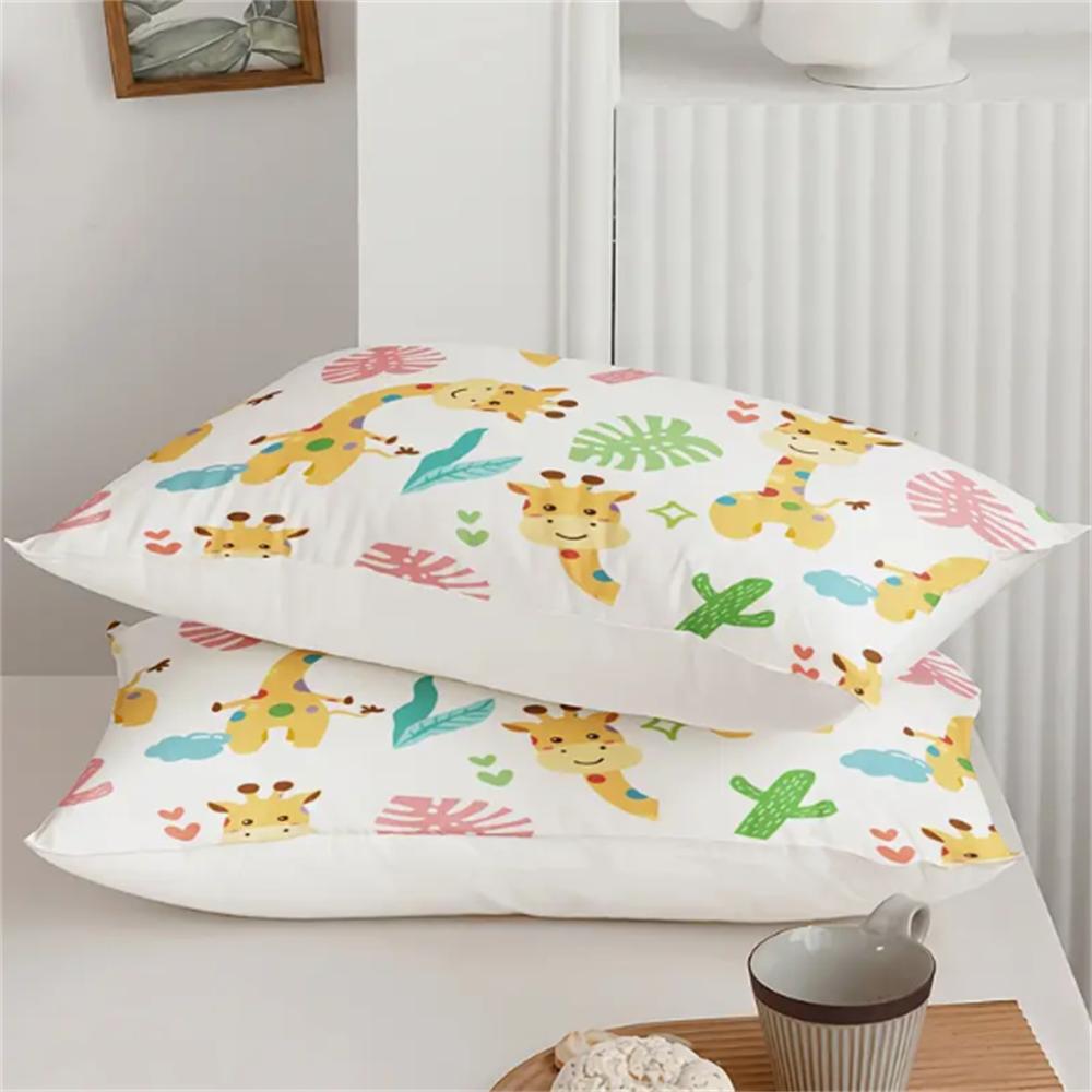 1 Fitted Sheets Set Cartoon Giraffe Silky Soft Microfiber Bed Sheets Cute Animal Super Soft Breathable Room Decoration Foliage
