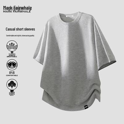 Herren lockeres kurzärmeliges Strick-T-Shirt