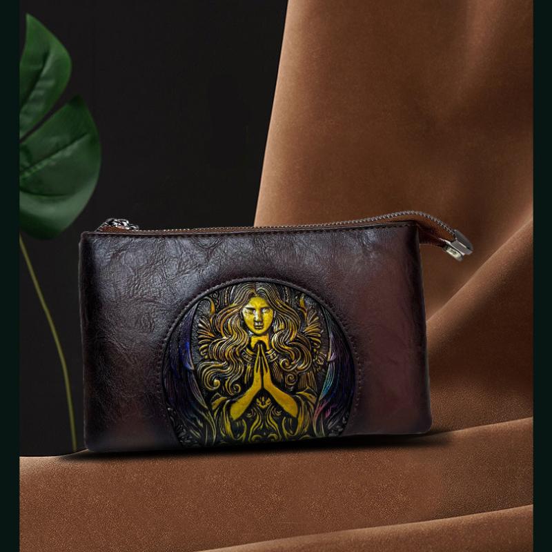 

Етнічна Вінтажна Кругла Сумка Кросбоді - Жіноча Сумка на Плече з Ручним Тисненням Мінімалістична Текстура Містка Сумка для Подорожей бежевий