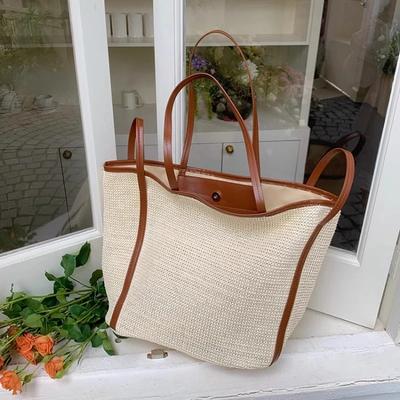 Große Kapazität Damen Stroh Eimer Schultertaschen Sommer Vielseitig Damen Strand Urlaub Handtaschen Pendeln Weibliche Achselhöhle Tragetasche