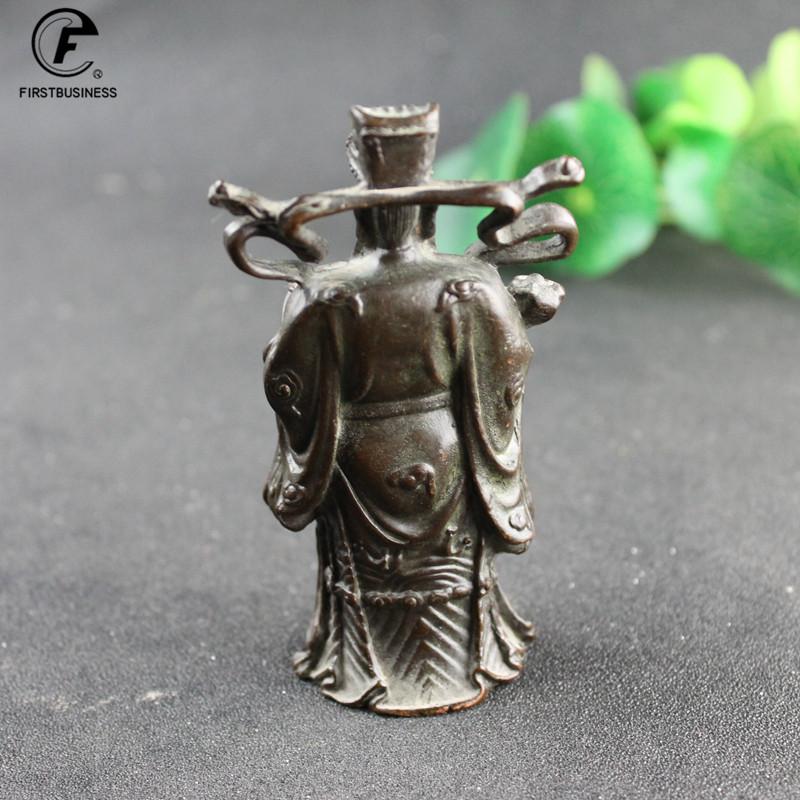 Vintage Brązowy Chiński Bóg Bogactwa Długowieczności Statuetki Dekoracja Domu Antyczne Tradycyjne Budda Ozdoby Figurki Feng Shui