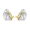 Cute Two Tone Gold  Color Women And Dog Stud Earrings Dog Mom Small Hoop Earrings Animal Pet Jewelry