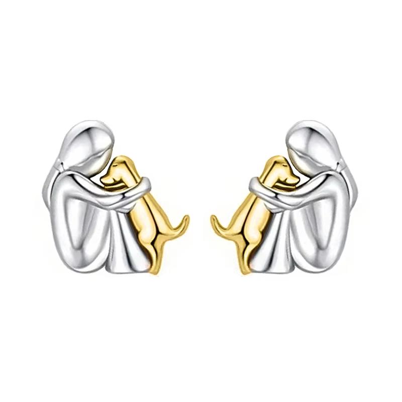 Schattige Tweekleurige Gouden Kleur Stud Oorbellen voor Vrouwen en Honden Hond Mama Kleine Hoepel Oorbellen Dierlijke Huisdier Sieraden white