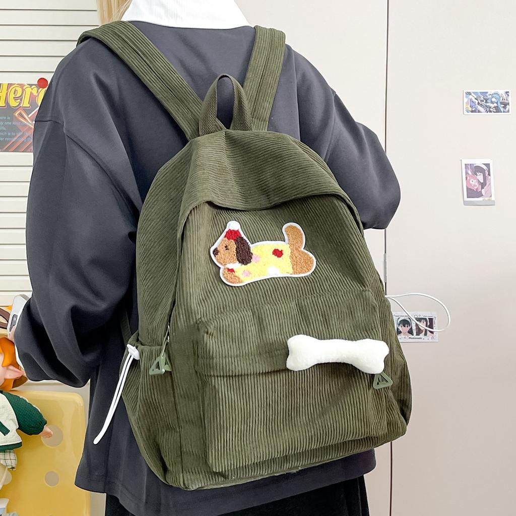 Schoolbag [1st Grade Ridge Protection] Corduroy Cartoon Animal School Bag Primary School Wholesale School Bag 1st Grade Ridge Protection