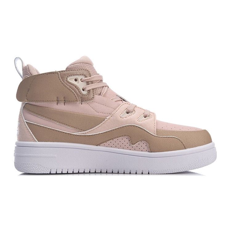 Li Ning Youth  Childrens Leather Casual Mid-Top Skate Shoes Kids Skate Shoes Peach-Pink YKCR012-6