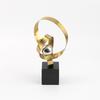 Metal Handicrafts Wrapped with Golden Ribbons Geometric Abstract Sculpture Metal Figurine Home Decoration Accessories
