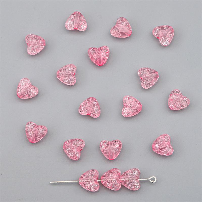 Colorful Acrylic Small Peach Heart Burst Flower Beads Cracked Beads Loose Beads Handmade DIY Hand String Beads Bracelet Accessories Materials