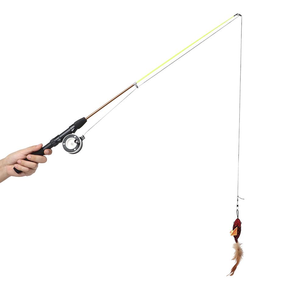 Plastic Simulation Telescopic Pet Cat Funny Teaser Dangler Rod Stick with Catnip Interactive Training Toy