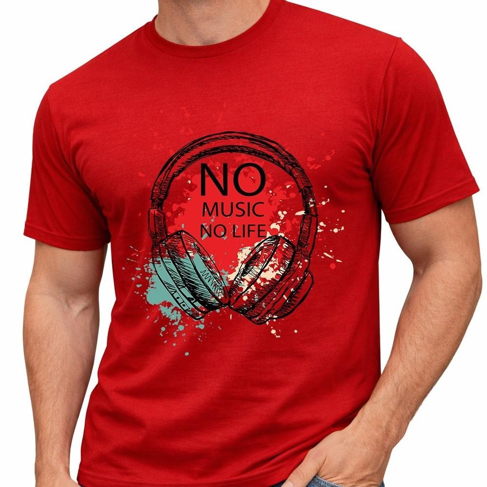 Headphones Graphic T Shirt No Music No Life DJ Music Lover Streetwear Design Tee 4XL