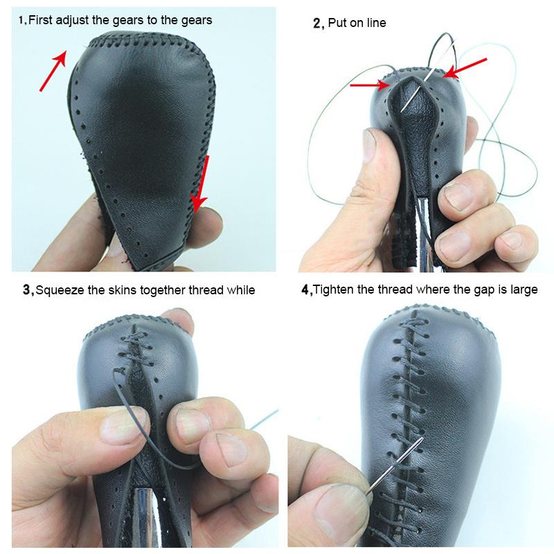 Car Gear Shift Knob Cover For Ford Focus Mk2 2005-2014 Ford Mondeo Fusion Fiesta 2008-2012 Leather Gearbox Handle Cover