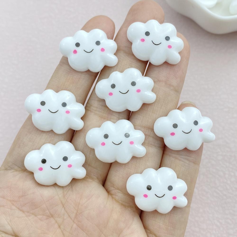 

12Pcs Cartoon Resin Cute Cloud Series Flat Bottom Scrapbook Diy Jewelry Hair Clips Phone Case Ornament Accessories белый