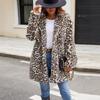 Warm ladies imitation fur coat plush jacket cold imitation fox leopard print big
