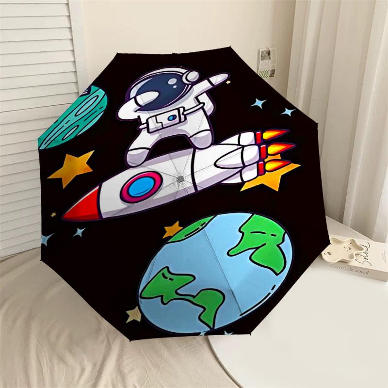 

1PC space astronaut Umbrella-8-Rib Reinforced Portable Folding Travel Suitable for All Seasons Outdoor Daily Use-J396