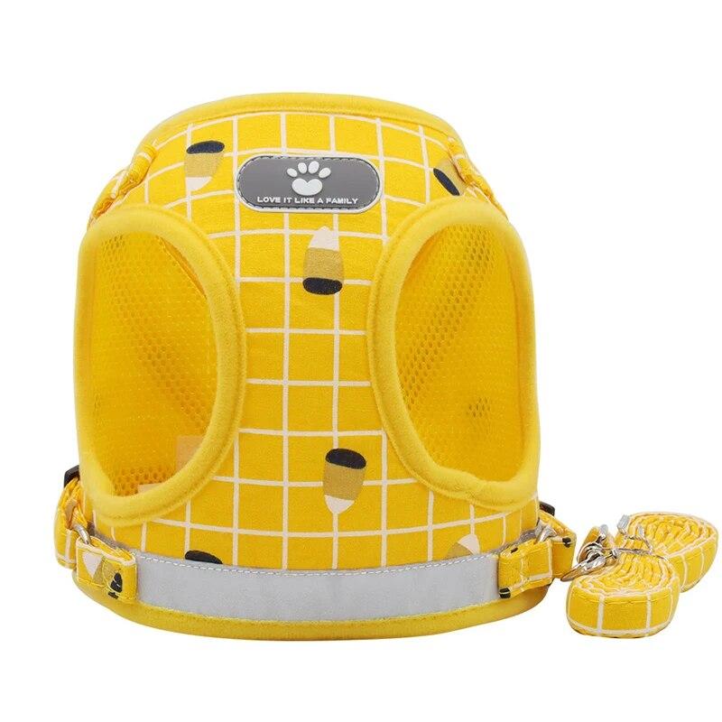 Reflective Breathable Mesh Small Dog Harness with Leash Pug Chihuahua French Bulldog Arnes Perro Puppy Cat Vest Harness Collar